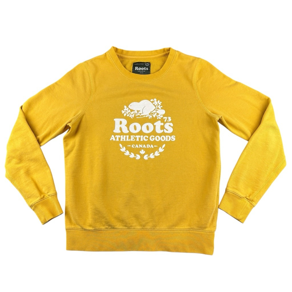 Roots Athletic Goods Canada Yellow Crewneck Long Sleeve Iconic Sweater SIZE XS